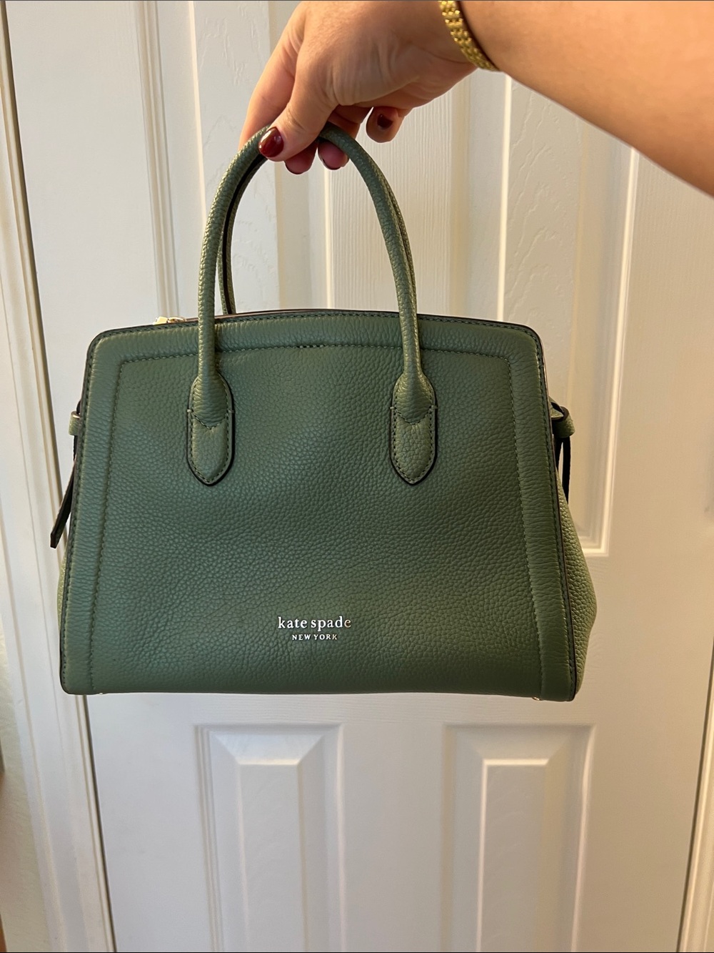 kate spade ♠️ Green Pebbled Leather Satchel